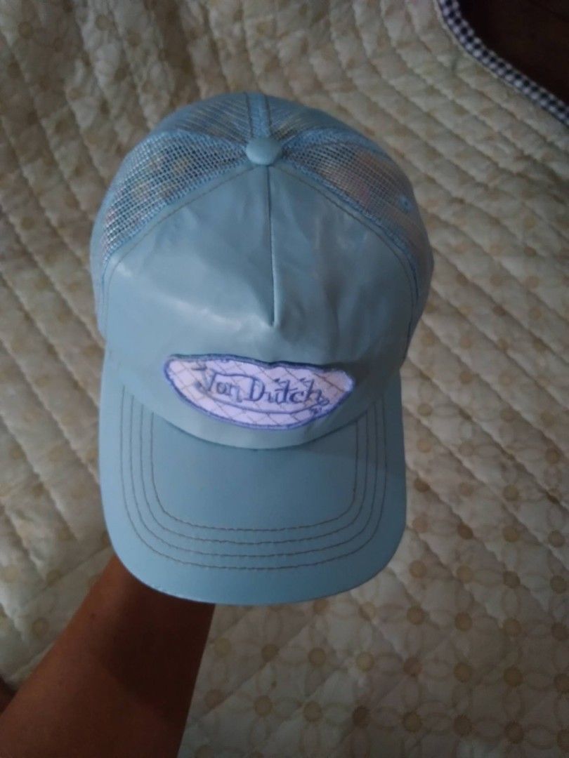 Y2k Von Dutch Trucker Cap Light Blue (Category: Activewear) located in Zamboanga. Submitted by nurbya898048 (Listing ID 1467262588, Image 2). Description: This is a light blue Von Dutch Trucker cap featuring an embroidered oval logo patch on the front panel. Good to excellent condition Light Blue color way Presentable, no flaws Check all photos for details 550+shipping fee .