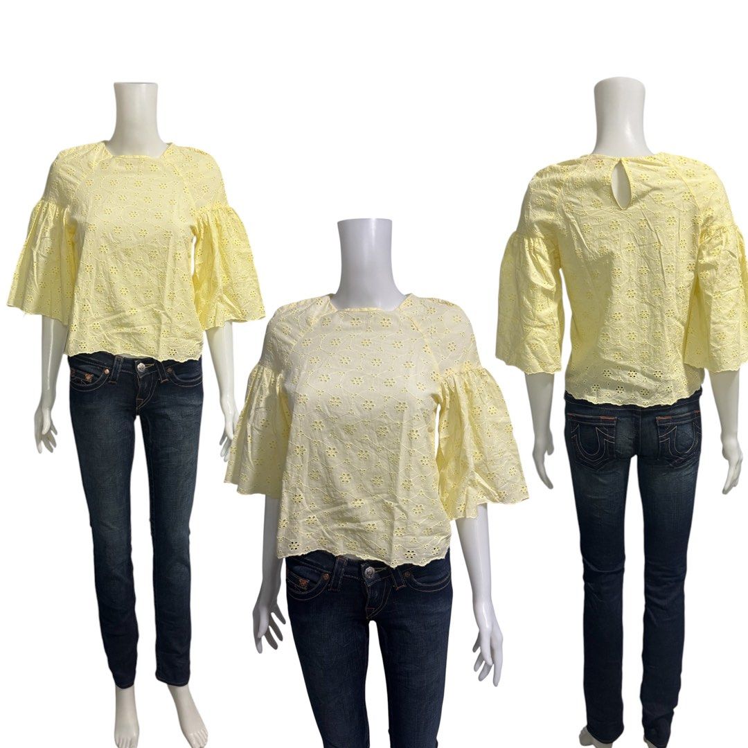 Zara eyelet frilled cotton blouse (Category: Blouses) located in General Santos City (Dadiangas). Submitted by curatedstuffs101 (Listing ID 1467262730, Image 1). Description: Like new No flaws Color rate:10/10 Size:xs on tag Dimension Width: 17 inches Length: 20 inches Low ballers will not be entertained .