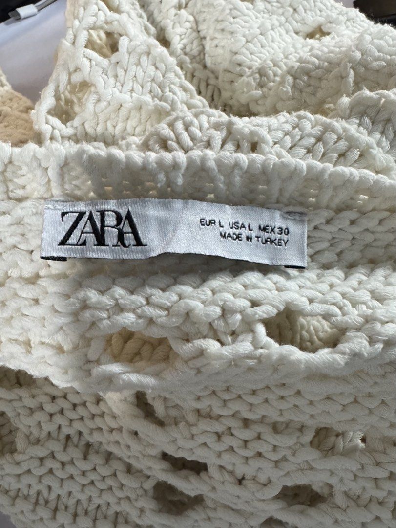 ZARA knitted/crochet cardigan (Category: Coats, Jackets and Outerwear) located in General Santos City (Dadiangas). Submitted by curatedstuffs101 (Listing ID 1467223524, Image 3). Description: Like new No flaws Color rate:10/10 Size:large on tag Dimension Width:22 inches Length:20 inches Sleeve length: 26 inches Low ballers will not be entertained .