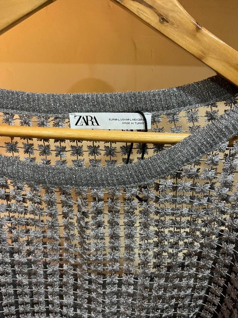 Zara silver metallic mesh knit (Category: Activewear) located in Quezon City. Submitted by michypeachyy1 (Listing ID 1467244849, Image 3). Description: 350 plus shipping medium size.