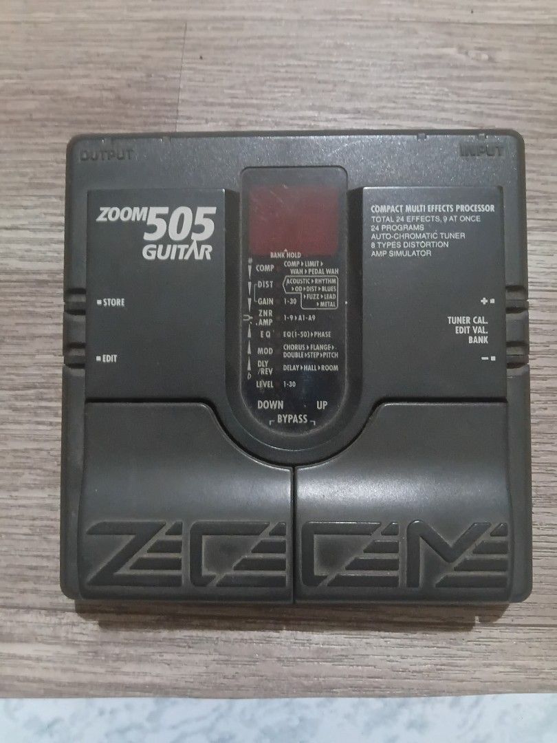Zoom 505 Guitar Multi Effects Processor Pedal (Category: Musical Instruments) located in Caloocan City. Submitted by ed_0130 (Listing ID 1467195595, Image 2). Description: - Classic Zoom 505 compact guitar multi-effects processor in dark grey finish - 24 total effects available, with up to 9 effects usable at the same time - Built-in auto-chromatic tuner for quick tuning on the fly - 8 types of distortion and realistic amp simulation - Dual foots