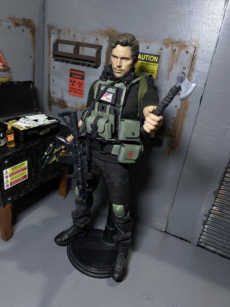 1/6 scale custom soldier (Category: Figurines & Statues) located in Quezon City. Submitted by dormammucinder (Listing ID 1467410571, Image 2). Description: NOT HOT TOYS(brand) Chris Pratt - 2800 Mike Colter - 3400 Handmade gear/body armor/ belts Mx0 bodies gcash QC area no stand.