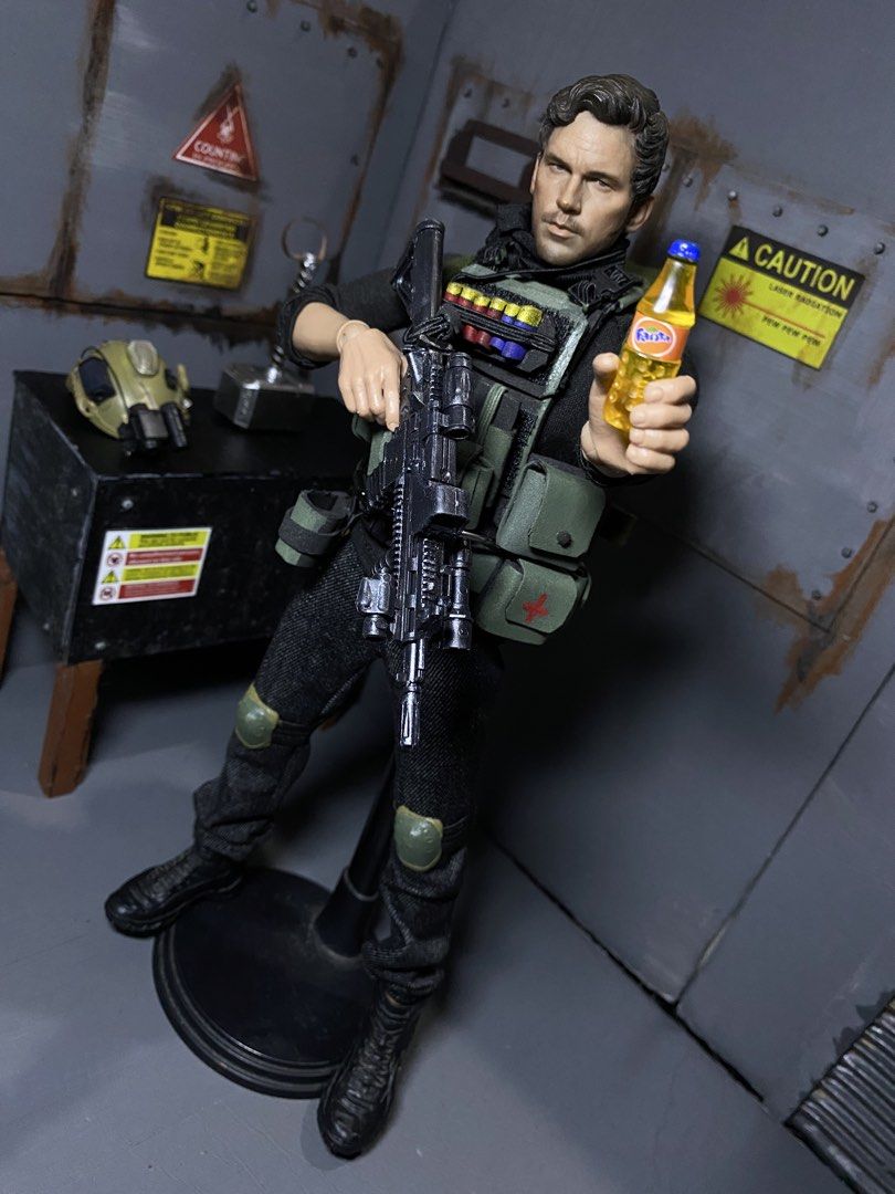 1/6 scale custom soldier (Category: Figurines & Statues) located in Quezon City. Submitted by dormammucinder (Listing ID 1467410571, Image 3). Description: NOT HOT TOYS(brand) Chris Pratt - 2800 Mike Colter - 3400 Handmade gear/body armor/ belts Mx0 bodies gcash QC area no stand.