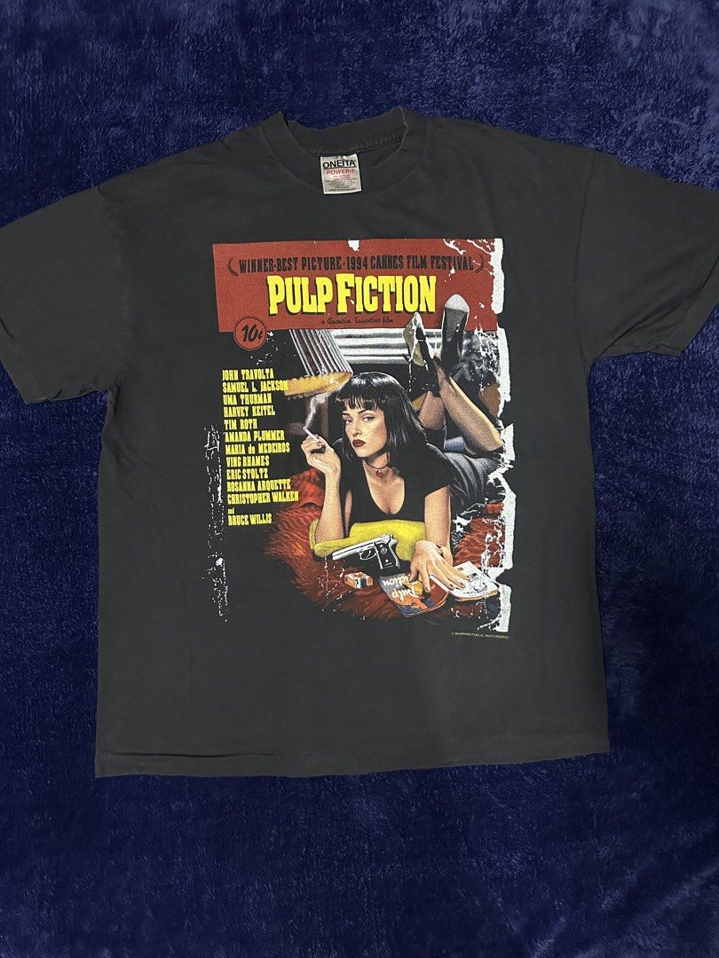 1994 Pulp Fiction t-shirt (Category: Tshirts & Polo Shirts ) located in Quezon City. Submitted by rackculture (Listing ID 1467474739, Image 1). Description: 👕 Size Large 21.5 width 28.5 length 🧵Single Stitch All the Way 🏷️ Oneita on Tag ₱ 1,500 only 📩 Message us to order .