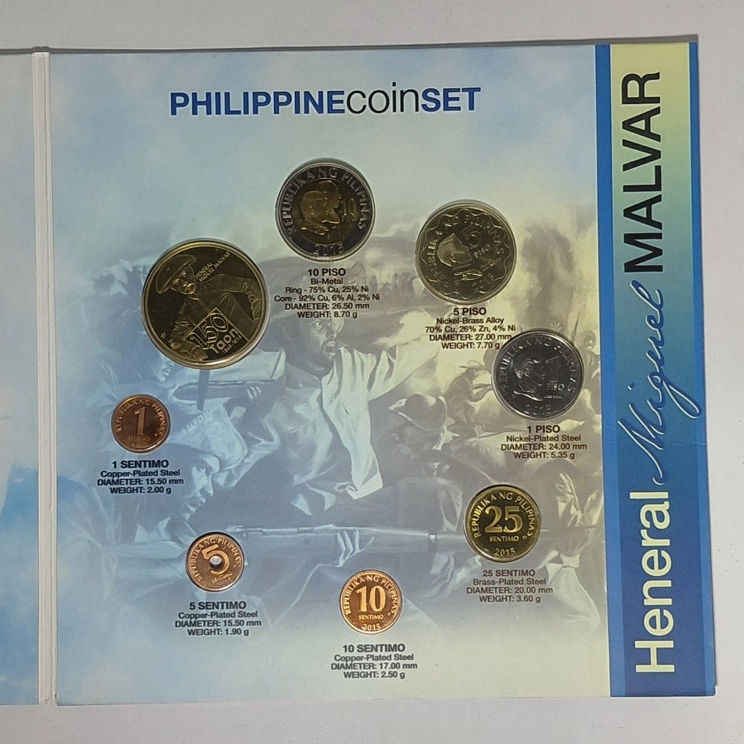 2015 Miguel Malvar Coin Set (Category: Currency) located in Tagbilaran City. Submitted by bennycollectibles (Listing ID 1467472604, Image 2). Description: •Add an additional 150 for shipping.