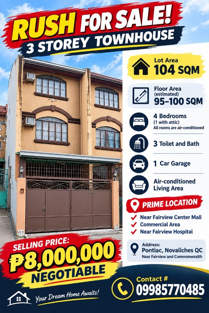 3 Storey Towhouse (Category: House & Lot) located in Caloocan City. Submitted by santiagoedmondjw-91936 (Listing ID 1467422857, Image 1). Description: 3 Storey townhouse .