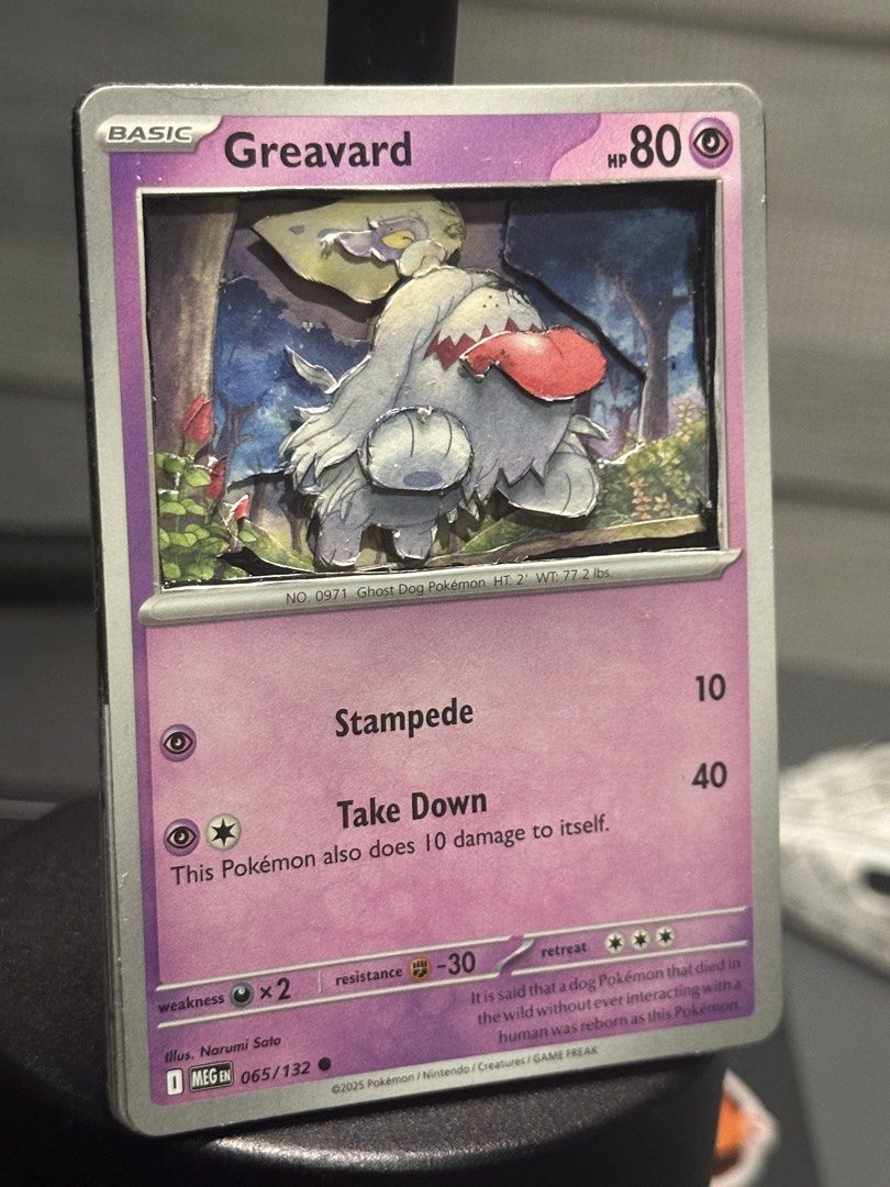 3D Greavard & Houndoom Pokemon Cards (Category: Raw Singles) located in Manila. Submitted by loststeama96437 (Listing ID 1467408797, Image 3). Description: 450 - Greavard 300 - Houndoom 700 for the set.