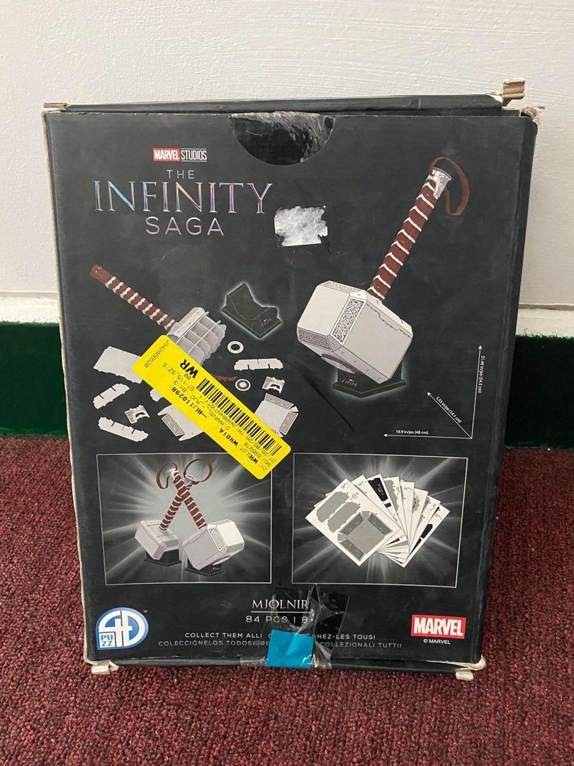 4D Build Marvel Studios Thor's Hammer Mjolnir 3D Puzzle Kit (Category: Western Merchandise) located in Cagayan de Oro. Submitted by sethmarko27 (Listing ID 1467506728, Image 3). Description: - Official Marvel Studios Thor's Hammer (Mjolnir) 3D paper model kit from the Infinity Saga - Contains 84 punch-out puzzle pieces for a fun building experience - Includes original instruction booklet - Recommended for ages 8 and up - Condition: Box shows mino