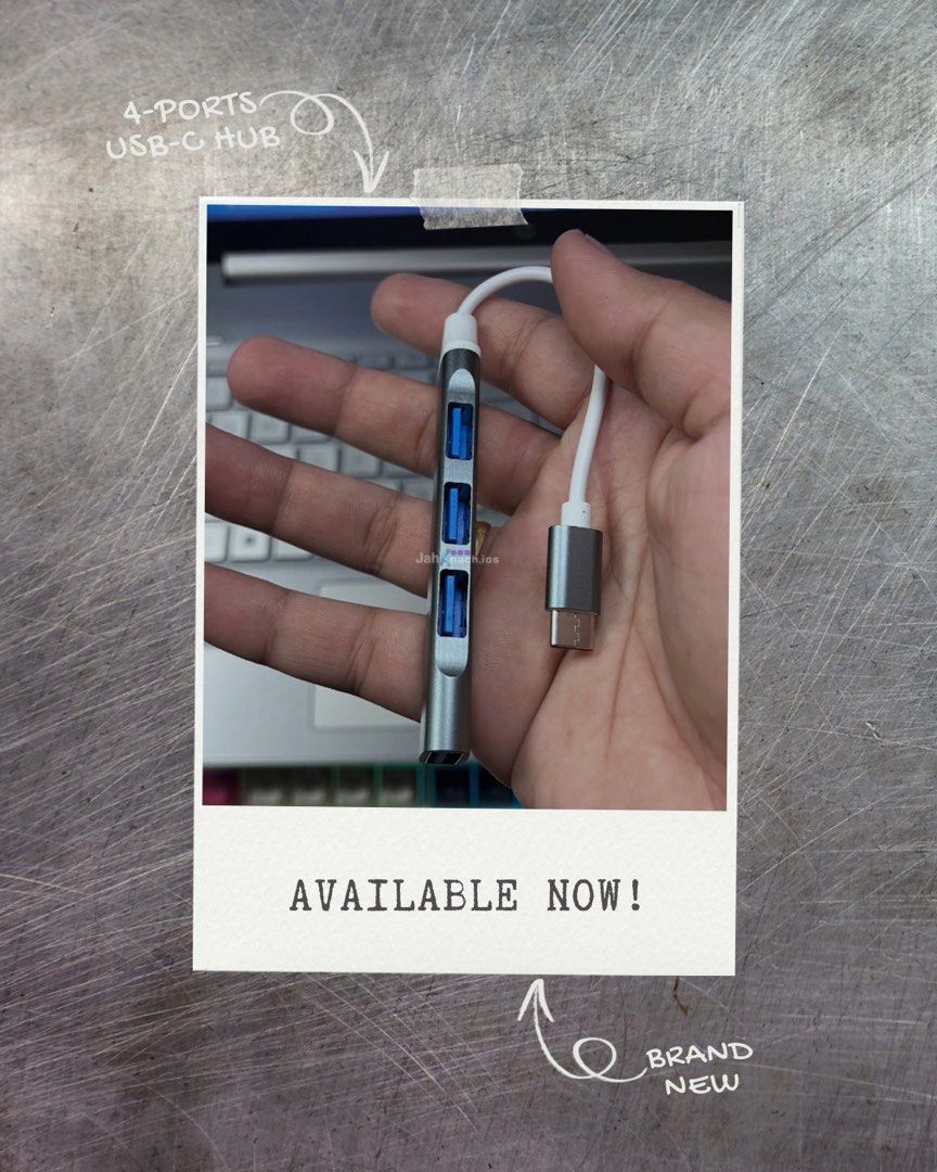 4-Port USB-C Hub Adapter (Category: Cables & Adaptors) located in Bulacan. Submitted by jahxcaspershoppe (Listing ID 1467442458, Image 1). Description: FOR SALE • SWAP • BRAND NEW Type-C 4-Port USB Hub ✨ Product Specifications: • Type-C Interface • 4 USB Ports • Plug and Play • High-Speed Data Transfer • Supports Multiple Devices at the Same Time • Slim Aluminum Alloy Body • Lightweight and Portable • Compatible with Windows, Mac, Android Devices