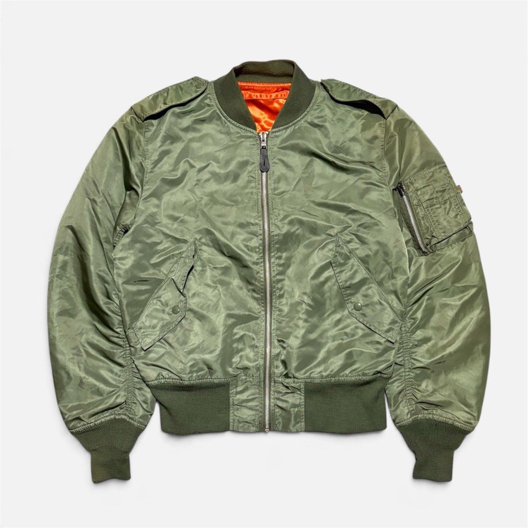 90’s Alpha Industries MA-1 Flight Bomber Jacket (Category: Coats, Jackets and Outerwear) located in Tacloban City. Submitted by katimmyroy (Listing ID 1467427229, Image 1). Description: Dimensions: 22x25 Size S on tag Excellent Condition No Flaws.