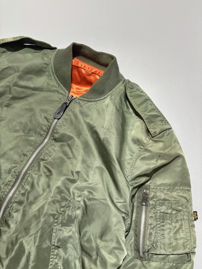90’s Alpha Industries MA-1 Flight Bomber Jacket (Category: Coats, Jackets and Outerwear) located in Tacloban City. Submitted by katimmyroy (Listing ID 1467427229, Image 2). Description: Dimensions: 22x25 Size S on tag Excellent Condition No Flaws.