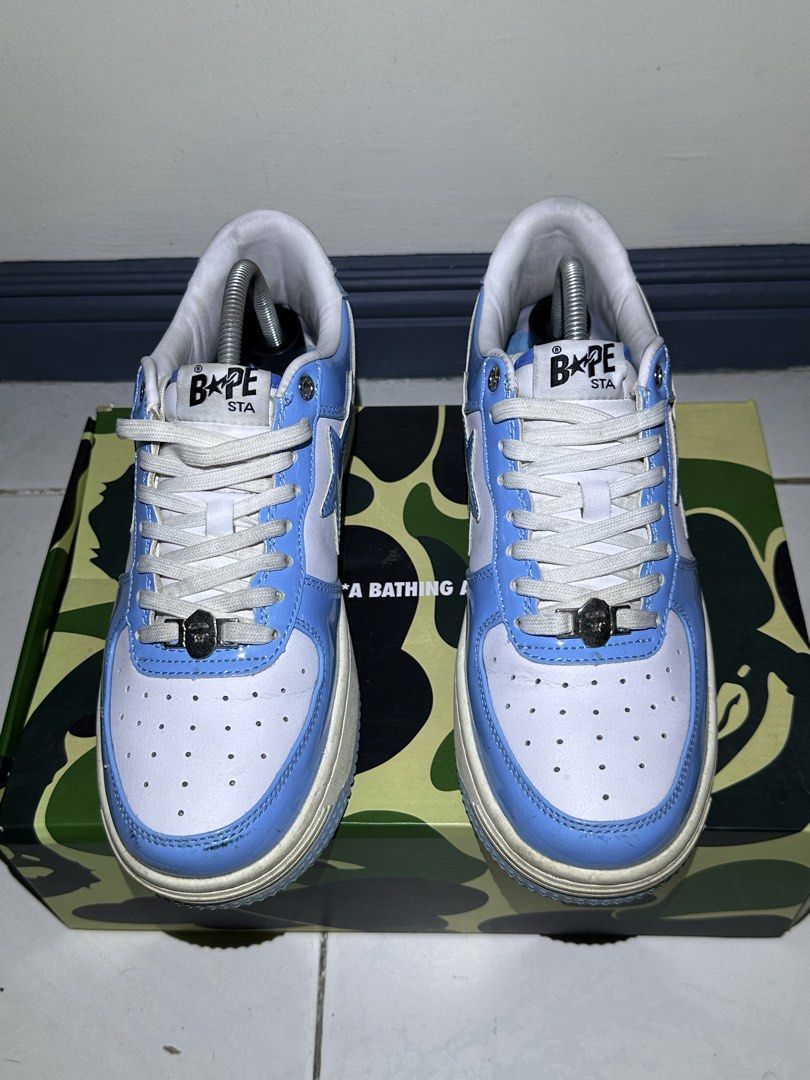 A Bathing Ape Bape Sta Low Powder Blue White (Category: Sneakers) located in Manila. Submitted by wavy.scentss (Listing ID 1467472314, Image 1). Description: Size: US 9 No Major Flaws with Box Good Condition Needs Cleaning Terms and conditions: ✔️ 50% DOWNPAYMENT ✔️ Gcash/Maya/Gotyme payment only ✔️ Lalamove, J&T, Angkas, Grab (Cash/GCash Delivery Fee by Recipient) ✔️ PAY AS YOU ORDER or PAY BEFORE SHIPMENT ✔️ PLEASE DON’T BE SHY TO ASK IF YOU NE