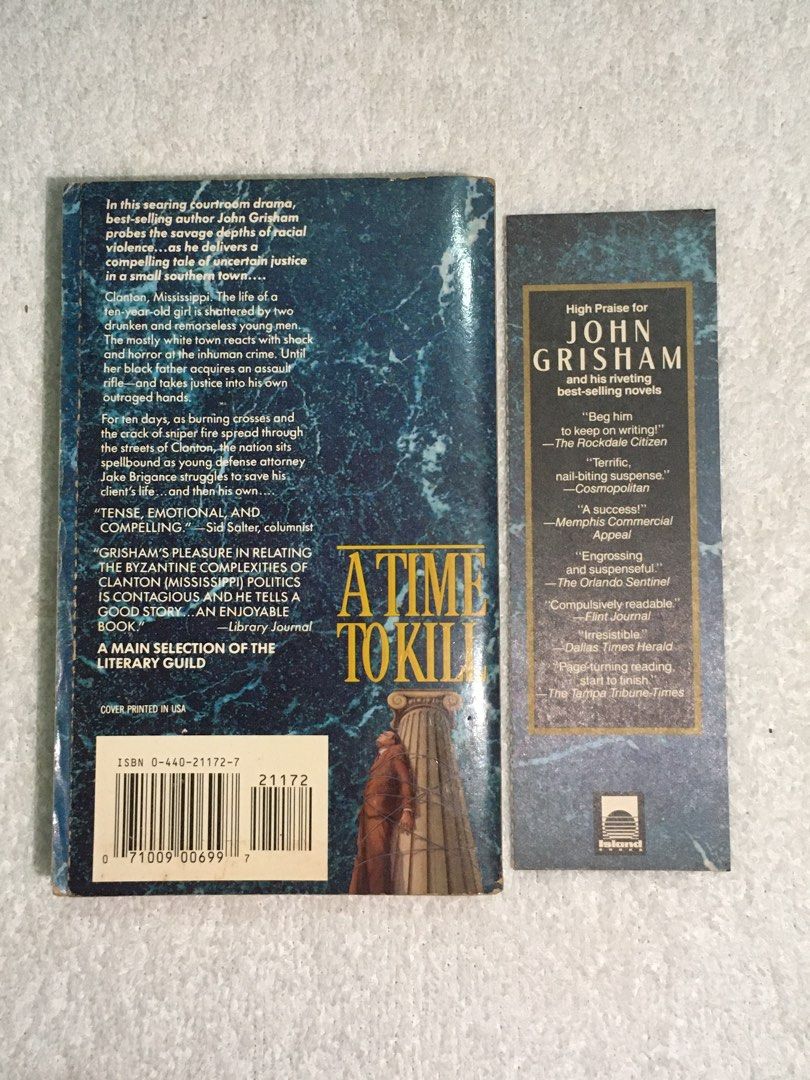 A Time To Kill by John Grisham with bookmark (Category: Storybooks) located in Rosario. Submitted by c__tops (Listing ID 1467434266, Image 2). Description: RFS: declutter.