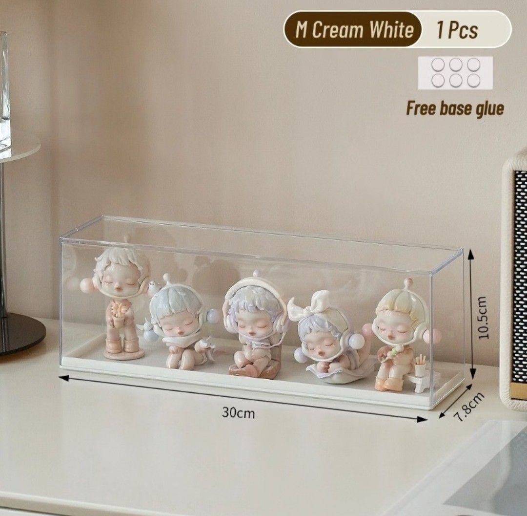 Acrylic Display Case - Medium (30 x 7.8 x 10.5cm) (Category: Figurines & Statues) located in Makati City. Submitted by careya (Listing ID 1467437840, Image 3). Description: Acrylic Display Case M Cream White 30 x 7.8 x 10.5 cm 3pcs available ₱160 per pc ---- Can fit sylvanian families critters and POP MART figurines RFS: Decluttering ---- x sensitive collectors x rude buyers ---- MOP: Gcash, Maya MOD: Grab, Lalamove, J&T (sf shouldered by buyer) 