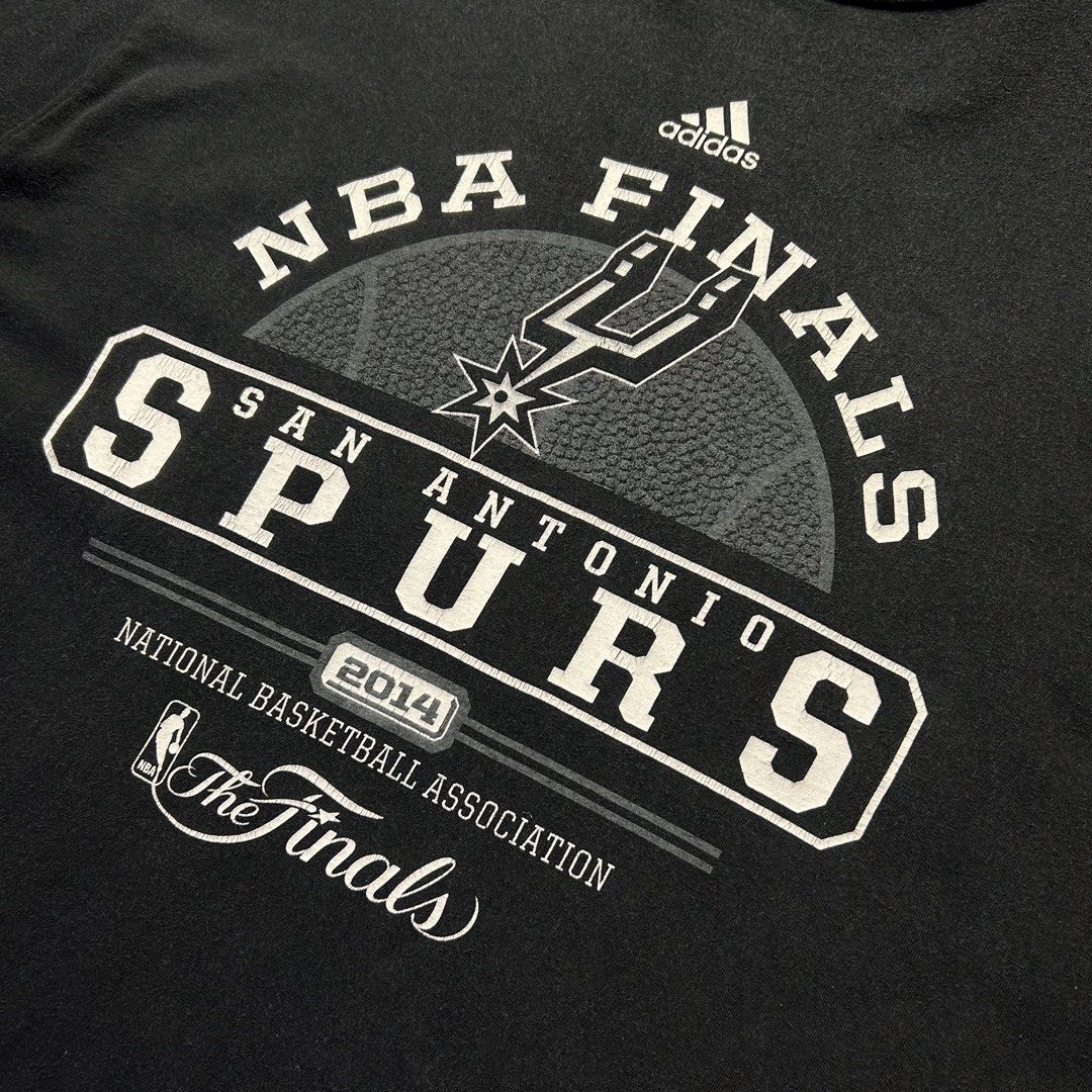 ADIDAS 2014 NBA THE FINALS SPURS TEE (Category: Activewear) located in Dasmarinas. Submitted by 2slickdeals_ (Listing ID 1467411786, Image 3). Description: SIZE XXL 25 WIDTH 31 LENGTH VERY GOOD CONDITION ISSUE: MINOR CRACK PRINT, 2 PIN HOLES. COLOR RATE: 9 / 10 J&T / LALAMOVE / MEET UPS!.