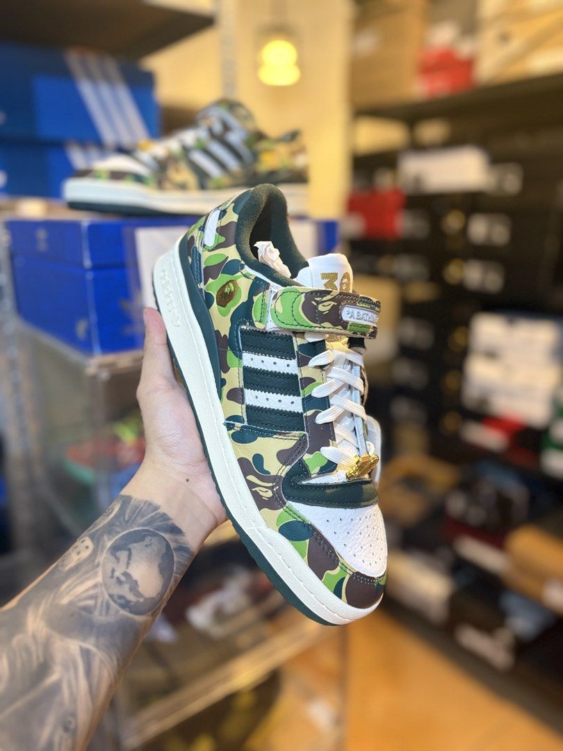 Adidas Forum X Bape (Category: Sneakers) located in Cabuyao City. Submitted by charlesdee29 (Listing ID 1467491627, Image 2). Description: Adidas Forum x Bale Collab Size 9 BRAND NEW (complete inclusions) 3,995 php✅ 8,500 srp❌.