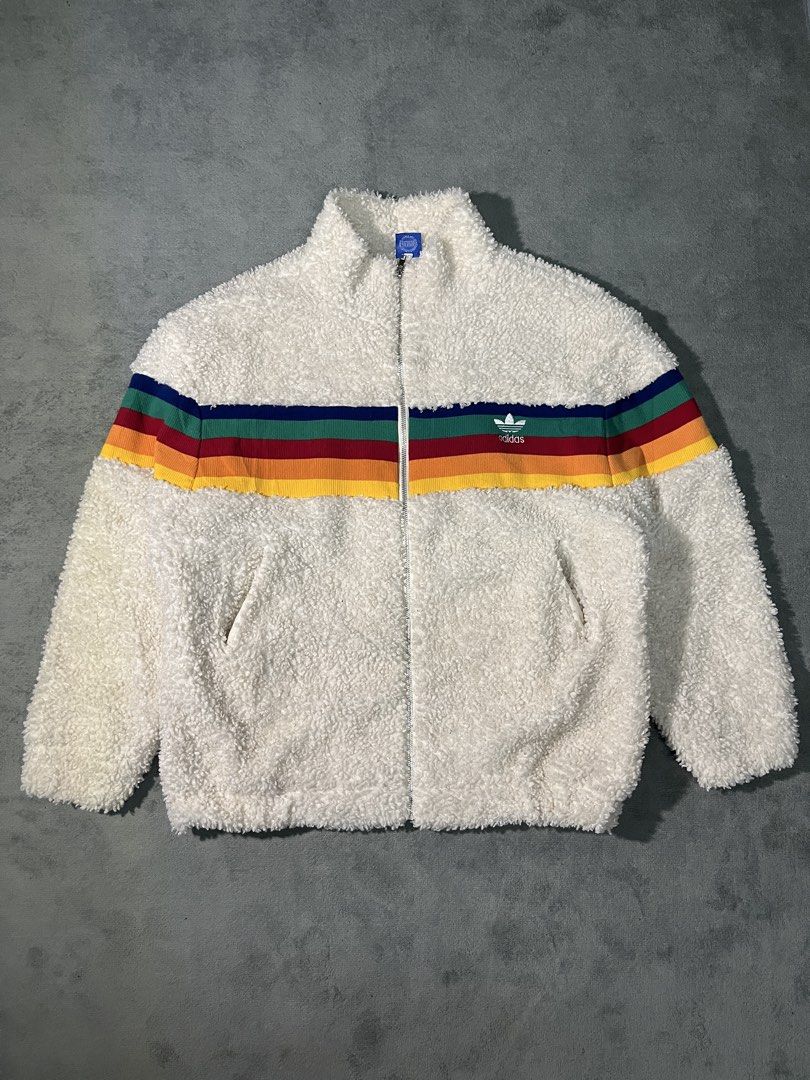 Adidas Sherpa Jacket (Category: Activewear) located in Marilao. Submitted by thriftyy_69 (Listing ID 1467410253, Image 1). Description: * ��Very Good Condition * ��Color rate: 9/10 * �width: 25 * ��length: 28 * ��Best fit: Large.
