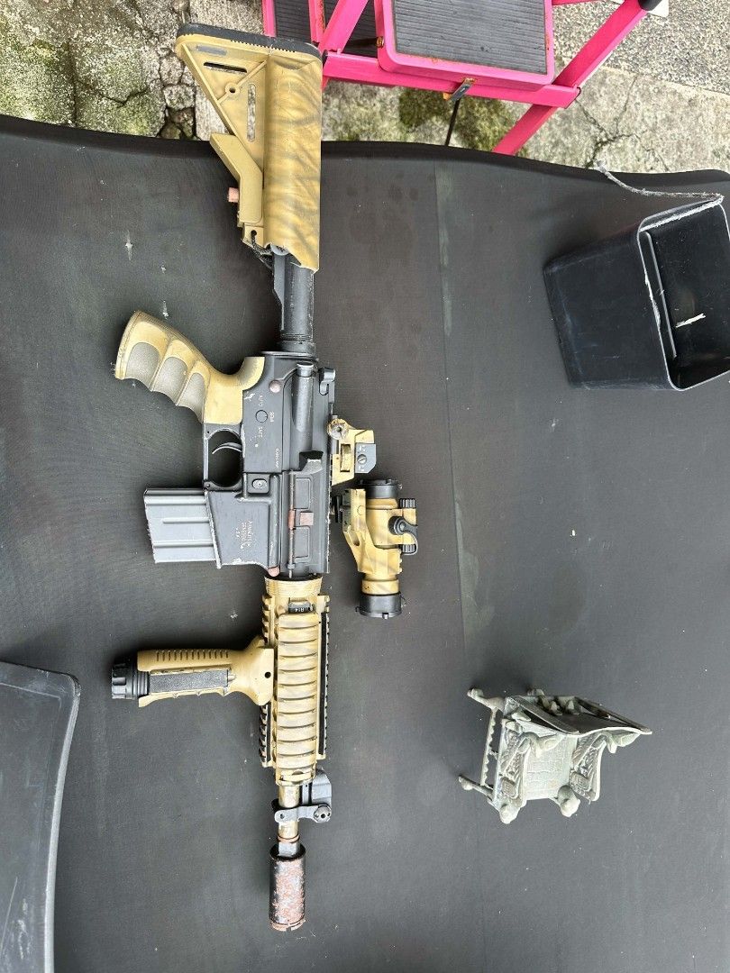 Airsoft toy only (Category: Action & Battle Toys) located in Manila. Submitted by ren_28 (Listing ID 1467536906, Image 3). Description: classic army m4 with scope and foregrip modified to high fps dm me for photos no issue 9500 only.
