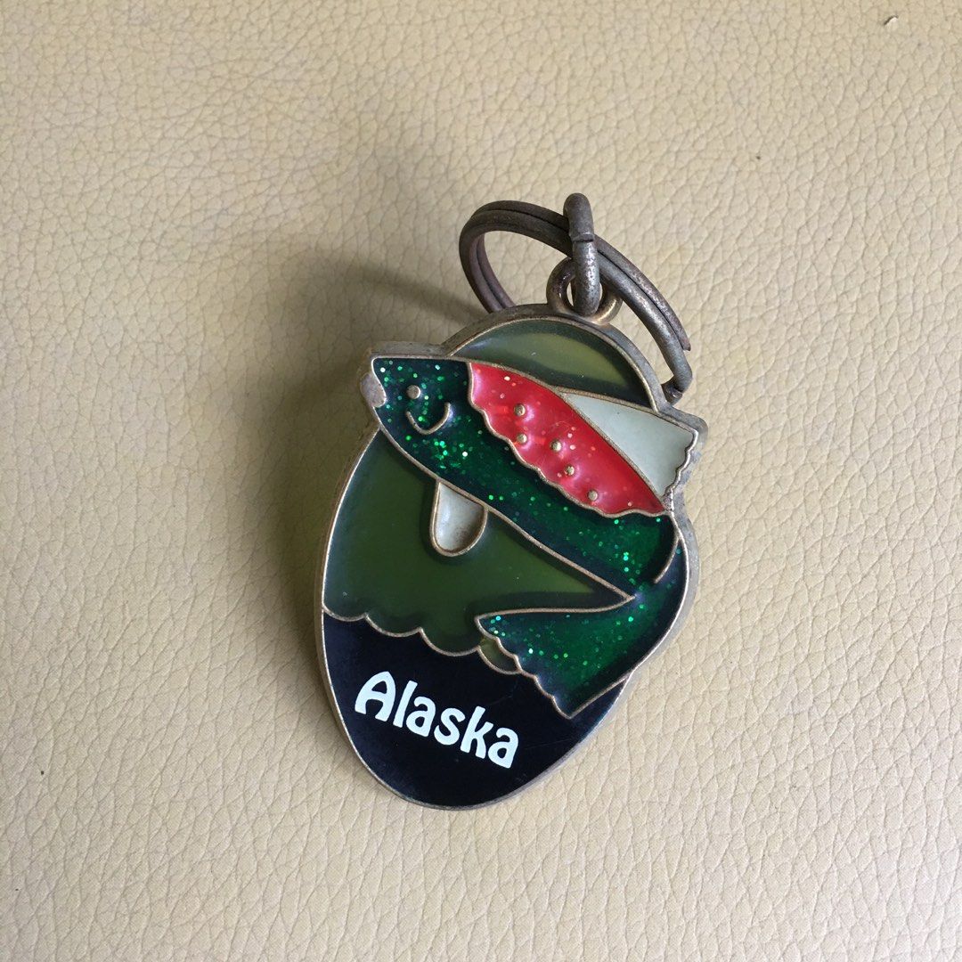 Alaska Old Souvenir Keychain (Category: Everything Else Others) located in Tarlac. Submitted by greatfindstrlc (Listing ID 1467403481, Image 2). Description: Vintage metal and epoxy acrylic stained glass style. Rainbow Trout one of at least a 100 different Alakan animal designs during the 80’s till 90’s. Truely unique keychain look..