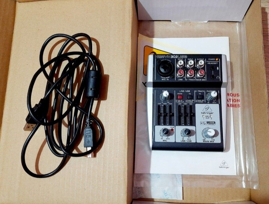 Almost New Authentic Behringer Xenyx 302 USB Premium 5 Input Mixer (Category: Musical Instruments) located in Manila. Submitted by crejzshoppe (Listing ID 1467565435, Image 1). Description: - Model: Behringer Xenyx 302USB audio mixer in clean, well-maintained condition - Features: Compact layout with mic input, line inputs, and USB connectivity - Condition: Smooth knobs and sliders with zero wobble; rubber feet intact - Ideal For: Home recording,