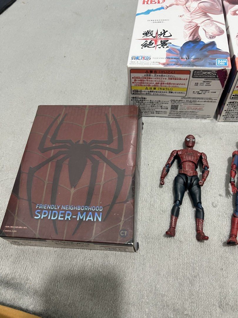 Anime and Spider-Man Action Figures Bundle Lot (Category: Figurines & Statues) located in Malabon City. Submitted by supremo_cg (Listing ID 1467444218, Image 3). Description: For Sale Spider Man Ct Toys One Piece Action Figure Wyiwyg Shanks & Luffy & Ace & Spider Man Toby Maguire & Tol Holland For only 2,000 Pesos Location: Malabon City.