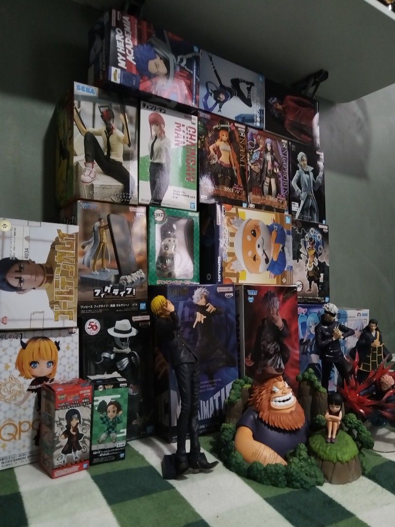 Anime Figure Lot Sale (Category: Action & Battle Toys) located in Taguig. Submitted by sagegreenex (Listing ID 1467567202, Image 3). Description: 8k set but here are the prices individually One Piece Ichiban Kuji Dramatic Memories Revible Moment Saul & Robin figure (Prize C) Price: 1400 Condition: loose One Piece Banpresto Chronicle King of Artist - Sanji Price: 500 Condition: Loose Issues: missing cigarette at hirap tumayo kahit may foot support