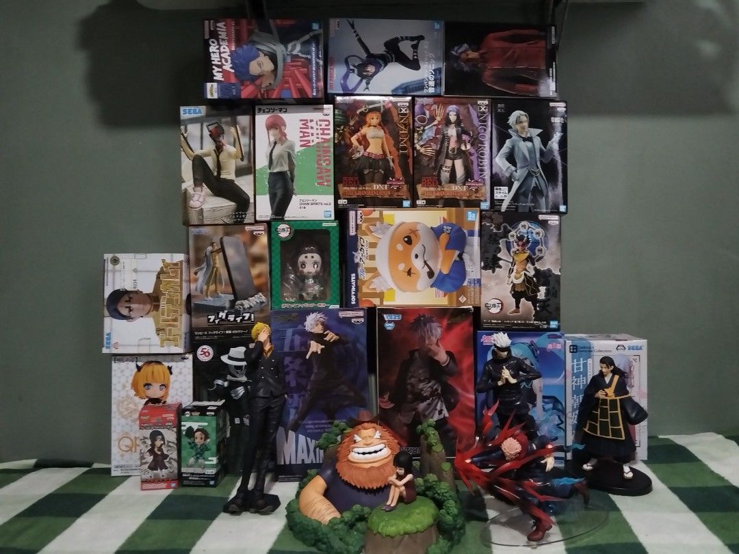 Anime Figure Lot Sale (Category: Action & Battle Toys) located in Taguig. Submitted by sagegreenex (Listing ID 1467567202, Image 1). Description: 8k set but here are the prices individually One Piece Ichiban Kuji Dramatic Memories Revible Moment Saul & Robin figure (Prize C) Price: 1400 Condition: loose One Piece Banpresto Chronicle King of Artist - Sanji Price: 500 Condition: Loose Issues: missing cigarette at hirap tumayo kahit may foot support