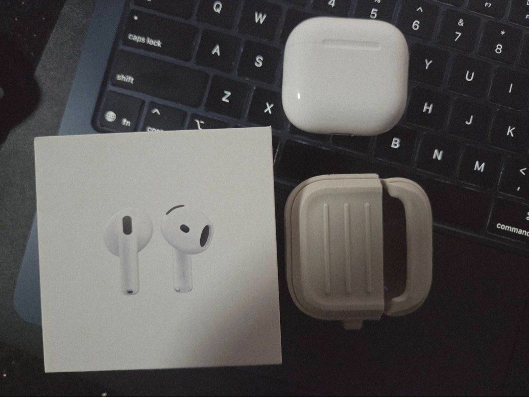 Apple AirPods 4 with Charging Case and Box (Category: Headphones & Headsets) located in Marikina City. Submitted by classyukayukay (Listing ID 1467370550, Image 2). Description: - Authentic Apple AirPods 4 (Model A3053, non-ANC) - Includes original box and free Elago case - Case charges normally and holds a long-lasting battery - Clean and good working condition, except for left pod drains faster (lasts ~2 hours for listening, ~1 hour for calls) 