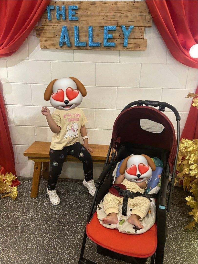 Apruva Stroller Red and Black (Category: Strollers) located in Taguig. Submitted by kuridipoid136 (Listing ID 1467418458, Image 2). Description: - Authentic Aprica baby stroller in stylish red and black - Includes comfortable padded cushion with a colorful animal print - Sturdy black frame with an adjustable canopy for sun protection - Secure multi-point harness system for safety - Comes with an overhead toy bar and hanging plush toys - Folds dow