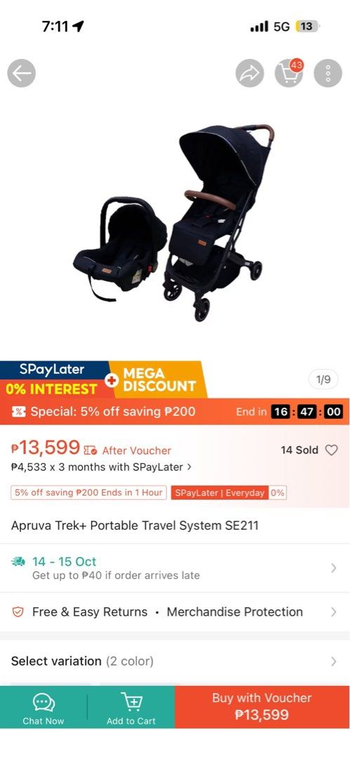 APRUVA TREK+ STROLLER with CAR SEAT (Category: Strollers) located in Bacoor. Submitted by _grasya (Listing ID 1467600690, Image 2). Description: For sale RFS: Decluttering In good condition, will include car seat hip cushions.