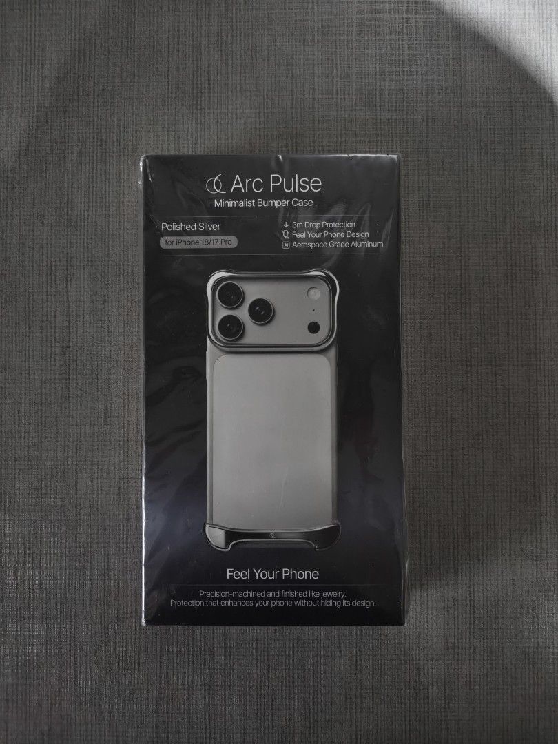Arc Pulse Case (Category: Cases & Sleeves) located in Manila. Submitted by _narniaswardrobe (Listing ID 1467448904, Image 1). Description: FOR SALE!!! Brand New Arc Pulse Case for iPhone 18/17 Pro (Sealed) Polished Silver Php 5,500 (Below SRP) RFS: Spare.