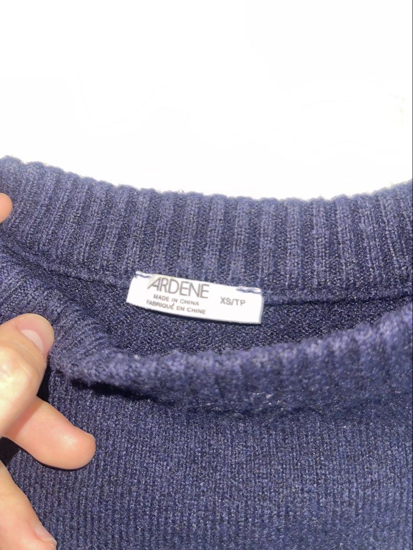 ARDENE NAVY BLUE BEAR SWEATER (Category: Longsleeves) located in Manila. Submitted by gossipgirlsxoxo (Listing ID 1467498729, Image 2). Description: never used bought during sale, didn’t notice the defects bought for almost 2k .