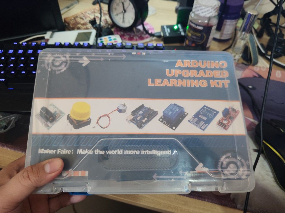 Arduino Upgraded Learning Kit (Category: Educational & Learning Toys) located in Las Pinas. Submitted by rogelio_sama (Listing ID 1467390085, Image 1). Description: Selling my personal used Upgraded Arduino Learning Kit from MakerFaire Bought this way back 2018 but now no longer needed as I've completed my studies. Includes: Arduino Uno R3 Board w/ cables Breadboard Wires Sensors Servo motors DC motor + Driver LEDs + Resistors Asking Price: php 1