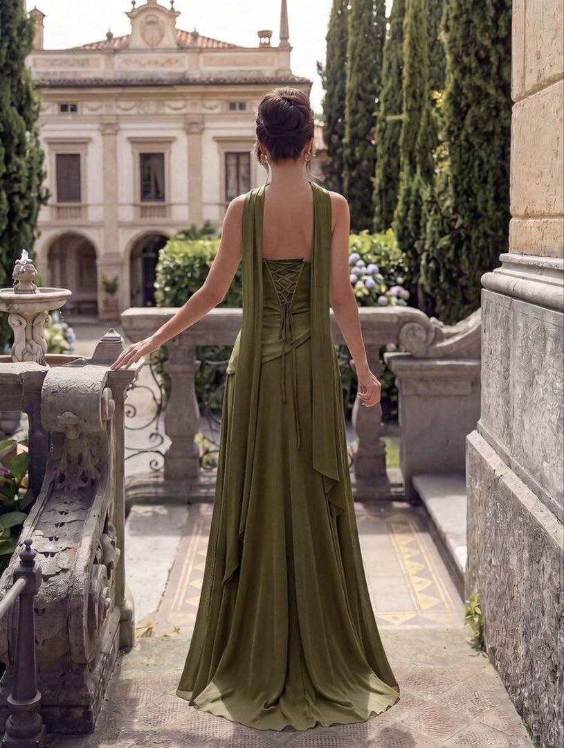 Army Green Gown (Category: Evening dresses & gowns) located in Manila. Submitted by mitsukou (Listing ID 1467540725, Image 3). Description: BRAND NEW. BRAND NEW. NEVER USED. Mali ako ng napiling kulay! I’m attending a wedding and this is the wrong color motif for the palette. .
