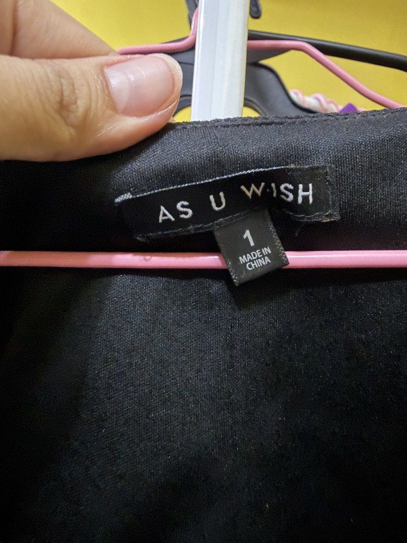 As U Wish Black Sleeveless Crop Top (Category: Sleeveless) located in Calamba. Submitted by handpickedbynetty (Listing ID 1467386059, Image 2). Description: - Brand: As U Wish - Color: Black - Size: 1 - Material: Structured textured fabric - Design: Sleeveless, deep V-cut neckline, stylish front cutout detail - Condition: Preloved, personal piece that no longer fits - Mode of transaction: Shipping or meet-up available (DM for inquiries).