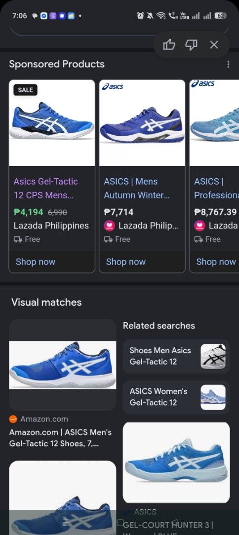Asics Gel-Tactic 12 Illusion Blue White US 9 (Category: Sneakers) located in Manila. Submitted by htradingco (Listing ID 1467479818, Image 3). Description: - Brand: Asics - Model: Gel-Tactic 12 (1071A090-400) - Colorway: Illusion Blue and White - Size: Men US 9 / EUR 42.5 / UK 8 / CM 27.0 - Condition: Brand new, never worn, fresh in original box - Ideal for: Indoor sports (volleyball, badminton, squash, etc.).