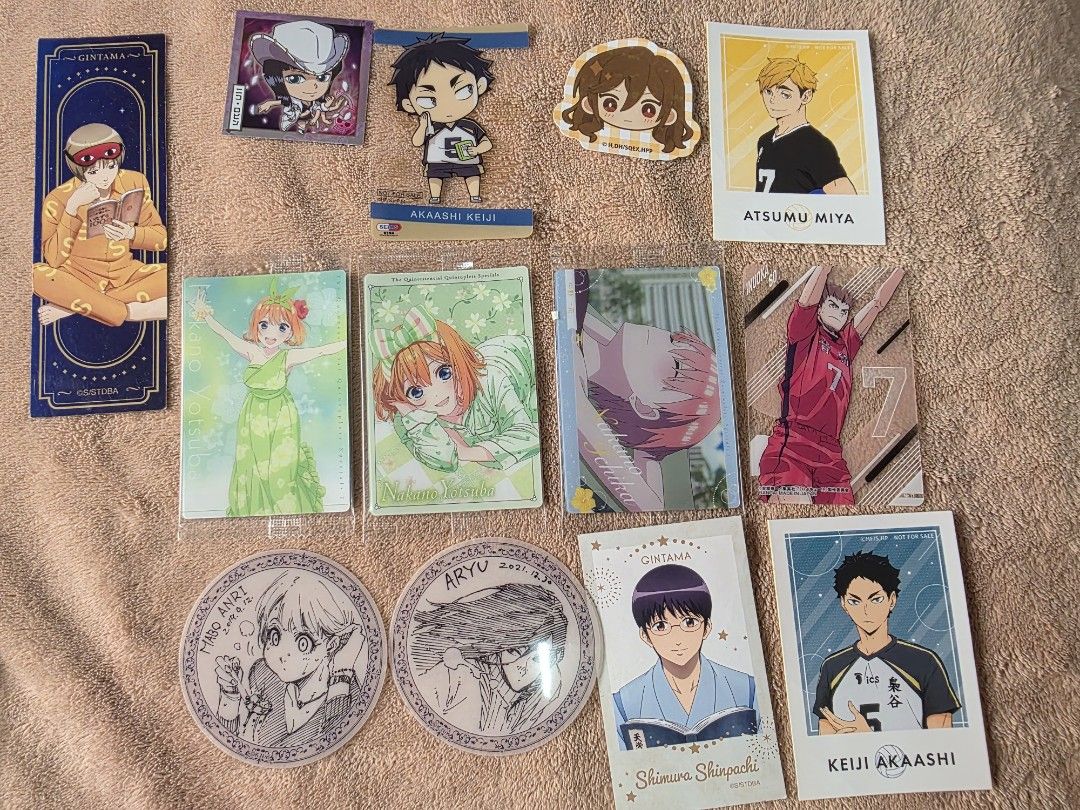 Assorted Anime Cards, Stickers, Coasters, Postcards (Category: Other Merchandise) located in Manila. Submitted by animestuffsshop (Listing ID 1467369888, Image 2). Description: Assorted Anime Cards, Stickers, Coastets, Postcards - 10 each - Official - WYSIWYG Haikyuu So Inuoka - SOLD MOD: JNT, LBC COP, Lalamove MOP: GCASH.