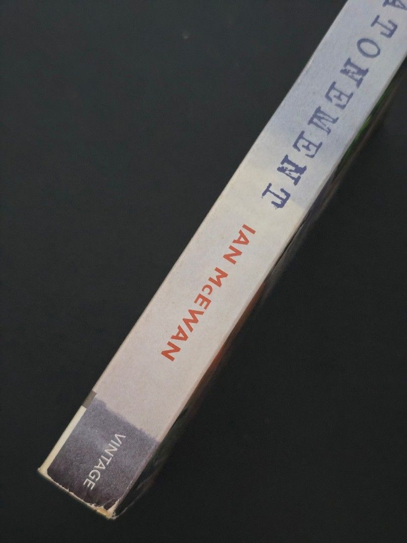 Atonement by Ian McEwan (Category: Storybooks) located in Dasmarinas. Submitted by curatedreadsbykat (Listing ID 1467376341, Image 2). Description: ✨ Secondhand ✨ This is a preloved copy so kindly manage your expectations. May have flaws like dents, tanning, foxing, writings, etc. ✨ Kindly swipe left on the picture section of the listing to see the condition of the book..