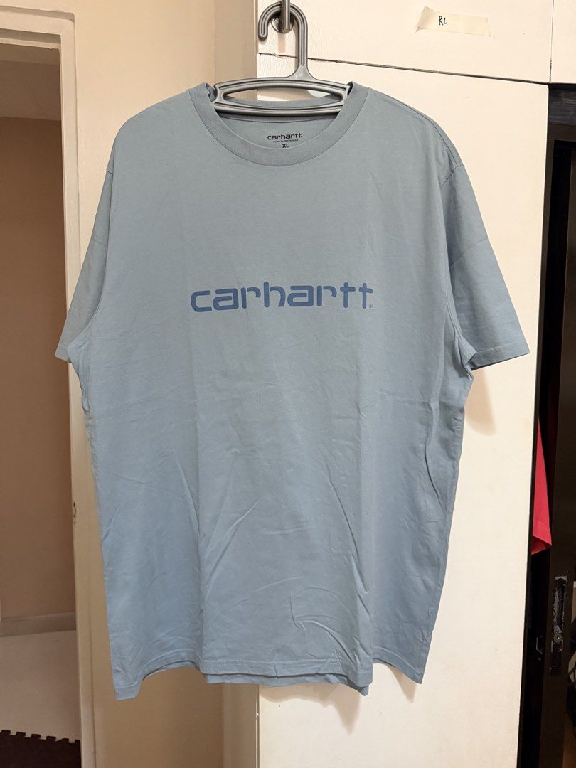 (Authentic) Carhartt WIP Work In Progress Script Shirt (Category: Tshirts & Polo Shirts ) located in Cavite. Submitted by kumbin (Listing ID 1467400027, Image 2). Description: Carhartt WIP S/S Script Shirt (100% legit) Color: Frosted Blue 🥶💙 Fabric: Soft cotton Dimensions: 24 by 30 inches (XL on tag) Issue: Cut washtag, and small, barely noticeable dot hole (last pic, not even worth mentioning kasi tuldok lang). Other than that, great condition