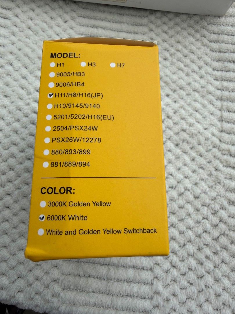 AUXITO H8 H9 H11 LED Light Bulbs E2 6000K White (Category: Lighting) located in Manila. Submitted by rusnoyell42981 (Listing ID 1467437027, Image 1). Description: -AUXITO LED Light E2 model, H8/H9/H11 socket fitment. 6000K white color output. -Operating voltage DC 9-18V, aviation aluminum housing with IP67 waterproof rating. 50,000 hours operating life span. Includes two bulbs in original box with instruction manual. SF Pampanga/Batangas(By Sched