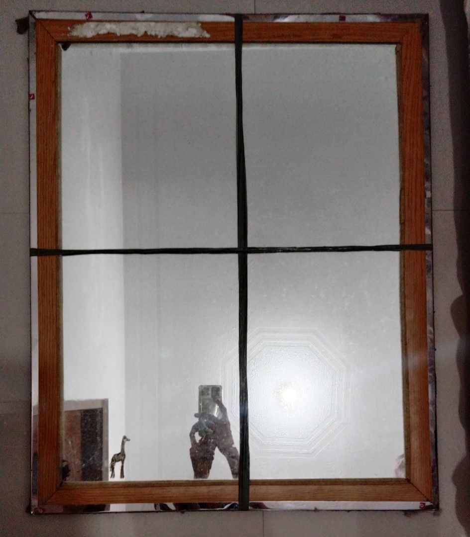 B1T1 Custom Wooden Mirrors (Category: Mirrors) located in Manila. Submitted by itsurboimarkkki (Listing ID 1467582631, Image 1). Description: [SIZES] SMALL 31 inches in HEIGHT 25 inches in WIDTH BIG 36 inches in HEIGHT 31 inches in WIDTH Get both for the price of ONE! Handmade, Personal Request built. May come as dirty but can be cleaned to shine, only wrapped in straw for moving. RFS: decluttering and need of funds. dm for inquiries!.