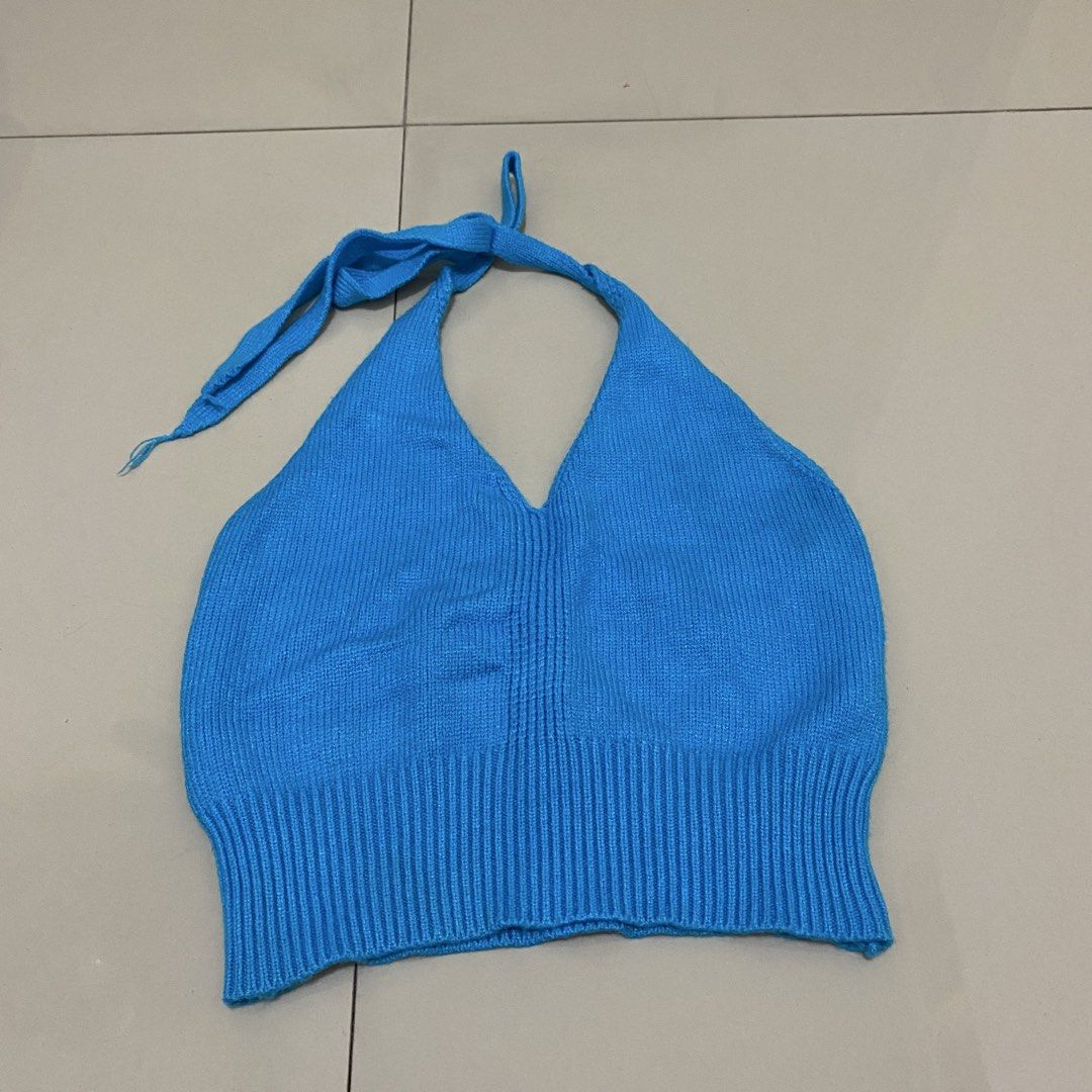 Basic Blue Knitted Halter Top (Category: Sleeveless) located in Quezon City. Submitted by lovelylittlepreloves (Listing ID 1467408859, Image 1). Description: .