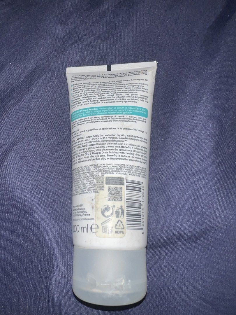 Bioten 3 in 1 Gel Scrub Mask Acne Control 100ml (Category: Face Care) located in Carmona. Submitted by tonette95 (Listing ID 1467453036, Image 2). Description: - Product: Bioten Acne Control 3-in-1 Gel, Scrub & Mask (100ml) - Skin Type: Ideal for acne-prone skin - Key Benefits: Reduces imperfections, excess sebum, enlarged pores, and blackheads - Natural Ingredients: 94% natural origin including lemongrass oil, phyto enzyme, white clay, bamboo mi