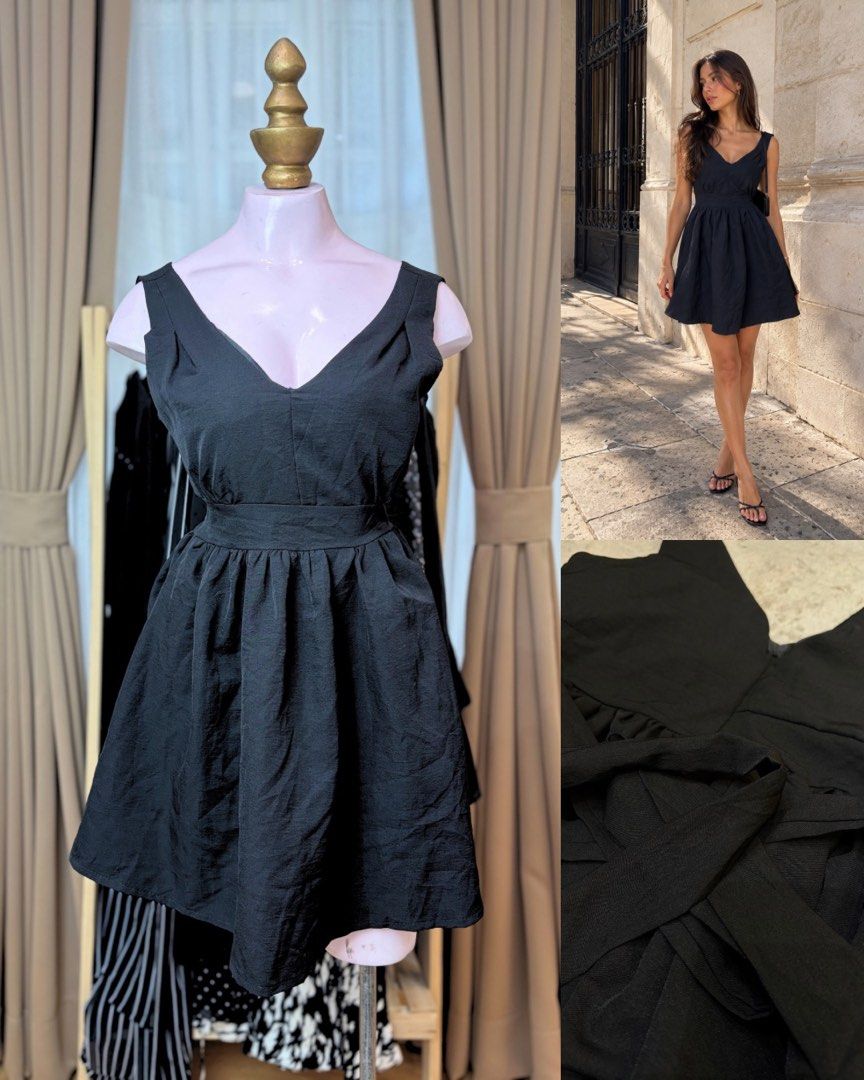 Black Mini Dress (Category: Dresses) located in Marikina City. Submitted by khayyyyyyy (Listing ID 1467538513, Image 1). Description: 🖤 ITEM: Little Black Belle Dress * Classic black mini dress with a flattering V-neckline * Sleeveless design with a defined waist and flowy skirt * Back zipper Your go-to little black dress. Simple, classy, and easy to style for any occasion. 🖤 📏 SIZE: Small Shoulder: 15” Length: 31” Waist: 28” Bust: 32” 🔥 SALE