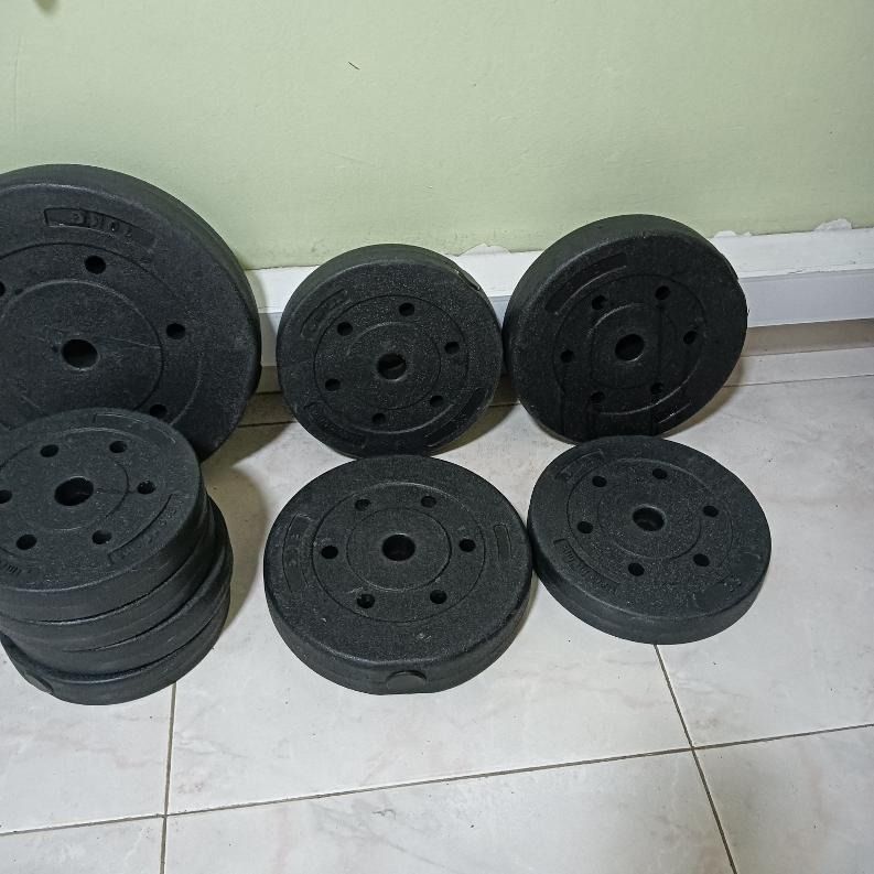 Black Plastic Gym Weight Plates Set, Sports Equipment, Exercise ...