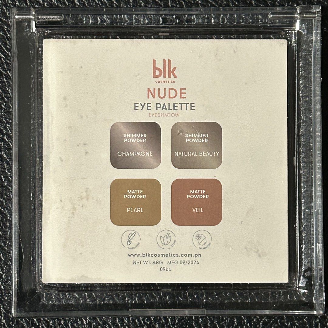 BLK Cosmetics NUDE Eyeshadow Palette (Category: Makeup) located in Manila. Submitted by carrotangel_ (Listing ID 1467481284, Image 2). Description: ❥ never used; only swatched ❥ mode of payment: GCash ❥ delivery fee to be shouldered by the buyer.