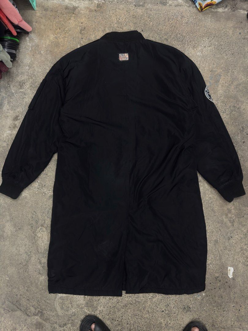 Boy London Long Bomber Jacket Black Size M (Category: Coats, Jackets and Outerwear) located in Bustos. Submitted by thenlnclot60500 (Listing ID 1467387564, Image 2). Description: - Brand: Boy London - Style: Long bomber jacket / Punk street style - Color: Black - Size: Medium - Details: Full zip front with custom pull, ribbed collar & cuffs - Accents: Graphic patch on chest, sleeve zip pocket with branded ribbon pull, large branded patch on back 