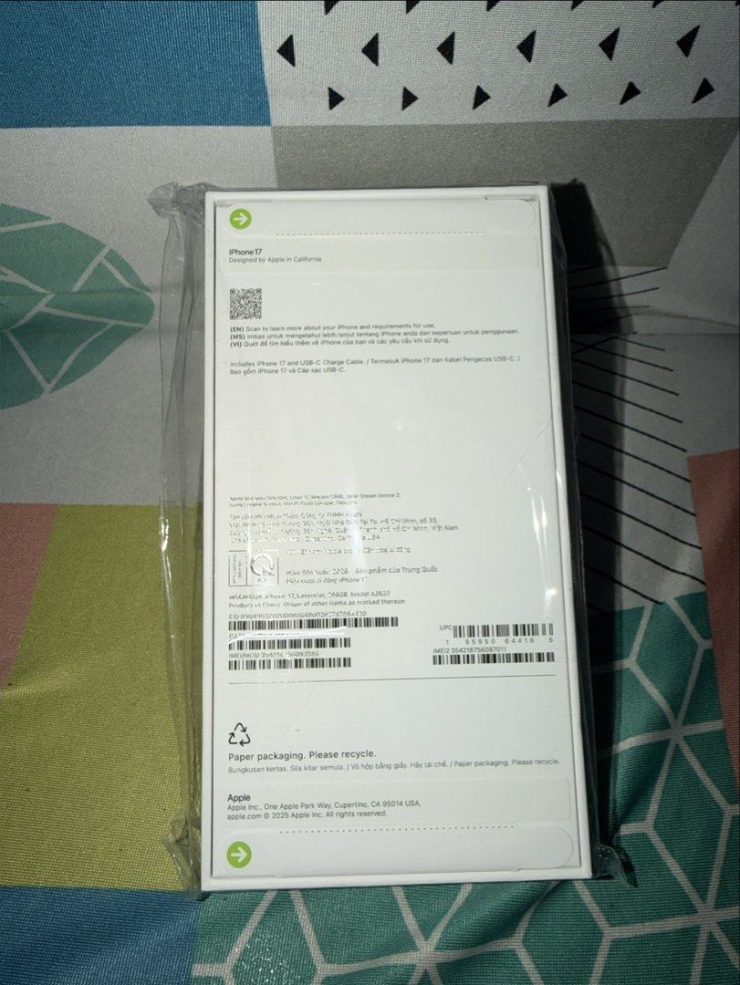 [Brandnew] iPhone 17 Lavender 256GB (Category: iPhone 17 Series) located in Cainta. Submitted by codexloi (Listing ID 1467478461, Image 2). Description: Selling iPhone 17 256GB | Lavander 2 Pcs Available take all 109K Firm for lastprice 55K NTC No Sim Restriction Brand New Sealed Sealed Intact Moneyback if proven fake | Feel free to message Meetup: Rizal | Ortigas | Pasig | Eastwood.