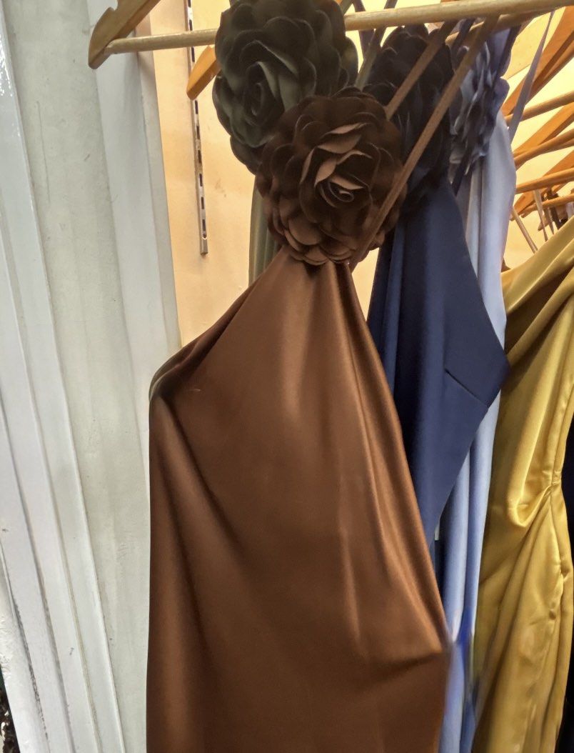 Brown Satin Halter Evening Dress (Category: Dresses) located in Makati City. Submitted by alyssa.mm (Listing ID 1467379711, Image 3). Description: Perfect for Photoshoots, Graduation, Weddings, Birthdays, and other special events! 💃🪩 - Can fit S-M because of its flowy fabric! FOR SALE: P2500 (FOR RENT) Dress Rental Guidelines • Long Dresses: P450 for 3 days • Security Deposit: P1,000 (fully refundable upon safe return without damage) • Shipping