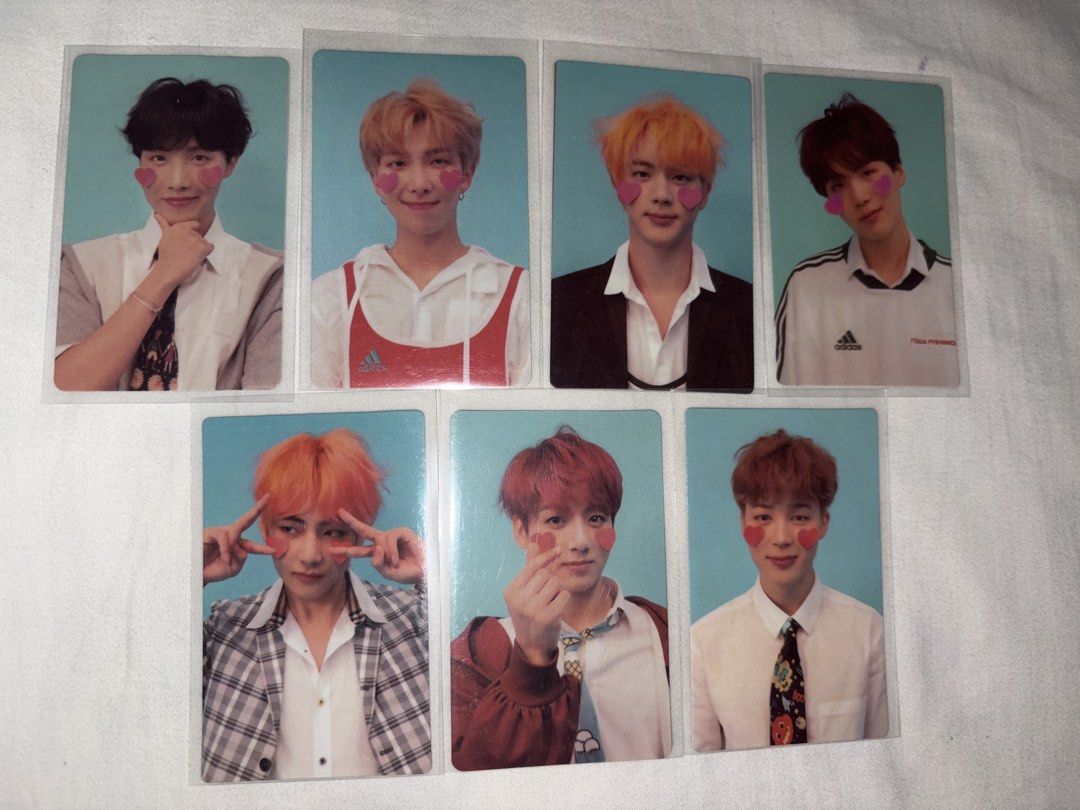 BTS Non-Official Photocards Collection Set (Category: K-Wave Merchandise) located in San Fernando. Submitted by h.obi (Listing ID 1465795044, Image 2). Description: - Non-Official BTS Love Yourself era photocards from personal collection. Permission to Dance Taehyung PC set. Other Lomo cards. - COPY. NOT OFFICIAL. - Features RM, Jin, Suga, J-Hope, Jimin, V, and Jungkook - Stored securely in individual protective sleeves.